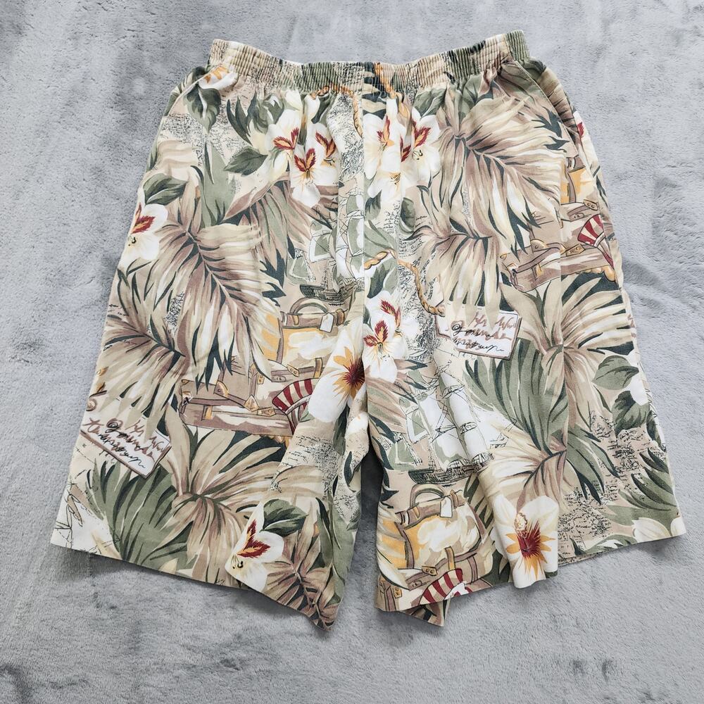 Vintage Alfred Dunner‎ Shorts Womens 12 PETITE Floral Tropical Pull On Loose Fit